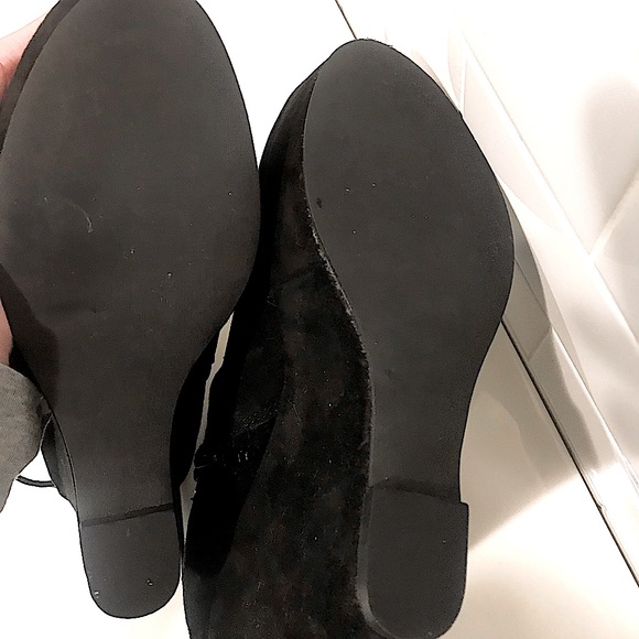 NEW Black Leather Corset Lace-Up Real Suede Goth Ankle Booties: Wedges size 8 - Picture 6 of 6